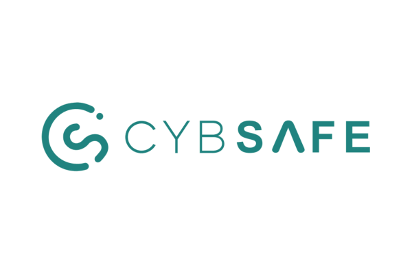 Cybersecurity company CybSafe's logo displayed on a sleek black background.